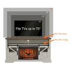 Meuble TV avec cheminée électrique 60", marron/gris/blanc, convient aux téléviseurs jusqu'à 70"