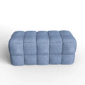 Banc rembourré bleu / gris / naturel — Tressage caisson, une place