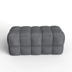 Banc rembourré bleu / gris / naturel — Tressage caisson, une place