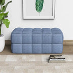 Banc rembourré bleu / gris / naturel — Tressage caisson, une place