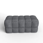 Banc rembourré bleu / gris / naturel — Tressage caisson, une place