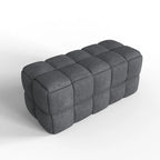 Banc rembourré bleu / gris / naturel — Tressage caisson, une place