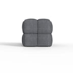 Banc rembourré bleu / gris / naturel — Tressage caisson, une place