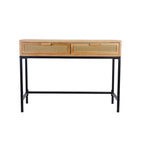 Console de ferme tissée, devant naturel/gris, 2 tiroirs