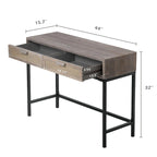 Console de ferme tissée, devant naturel/gris, 2 tiroirs