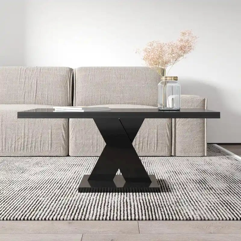 Noir/Or, Blanc/Or, Noir, Blanc – Table basse pour 1-2 personnes, design moderne, finition brillante