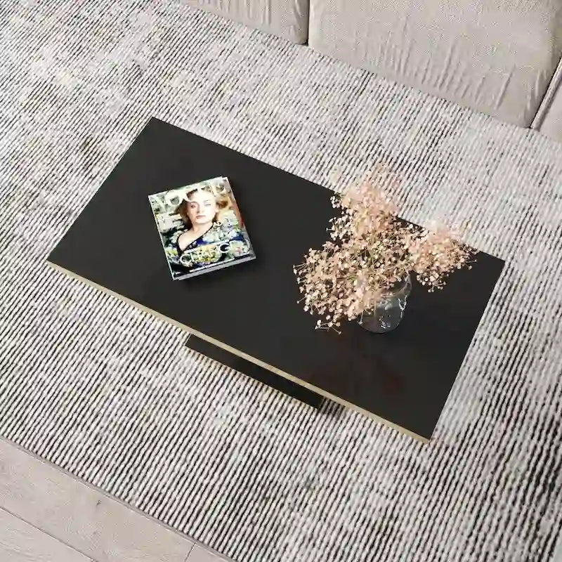 Noir/Or, Blanc/Or, Noir, Blanc – Table basse pour 1-2 personnes, design moderne, finition brillante