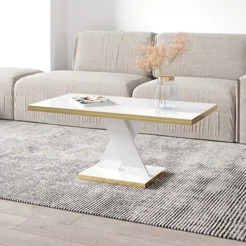 Noir/Or, Blanc/Or, Noir, Blanc – Table basse pour 1-2 personnes, design moderne, finition brillante