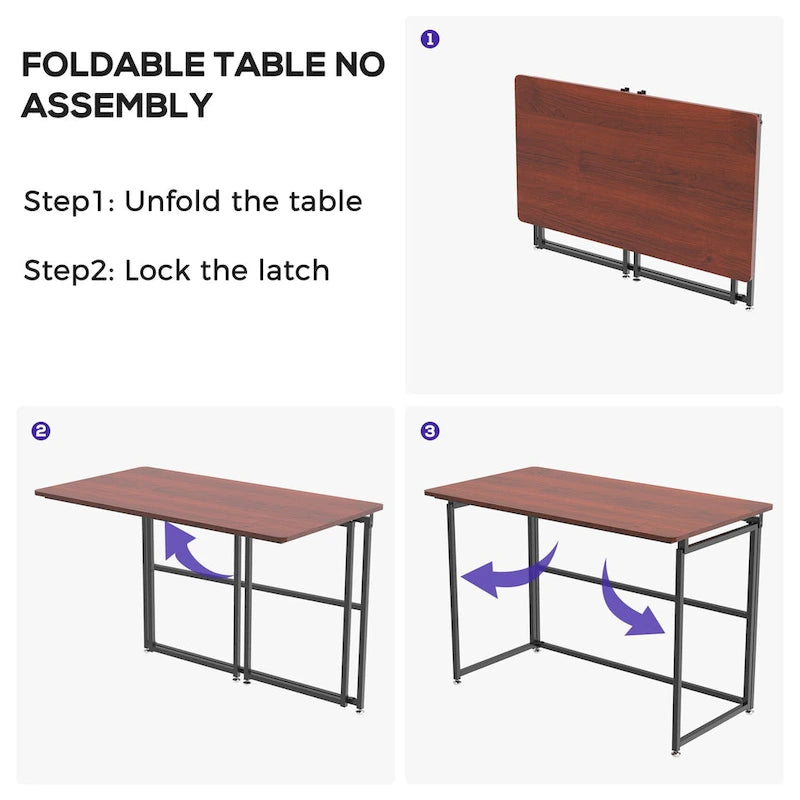 Bureau pliant marron, 109 cm, pour une personne
