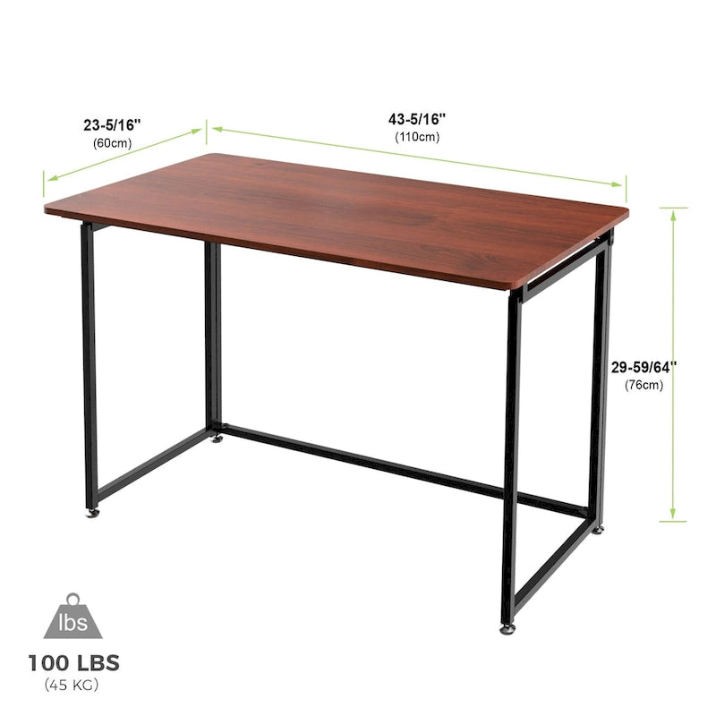 Bureau pliant marron, 109 cm, pour une personne
