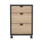 Caisson mobile 3 tiroirs Gris Mat / Noyer, assemblage 1 personne