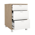 Caisson mobile 3 tiroirs Gris Mat / Noyer, assemblage 1 personne