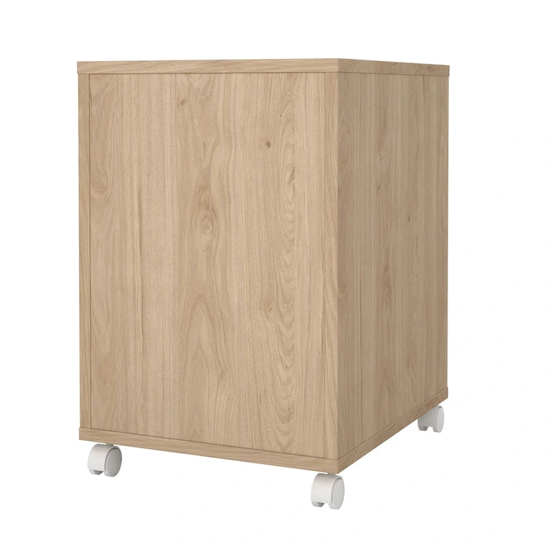Caisson mobile 3 tiroirs Gris Mat / Noyer, assemblage 1 personne