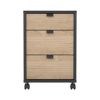 Caisson mobile 3 tiroirs Gris Mat / Noyer, assemblage 1 personne