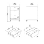 Caisson mobile 3 tiroirs Gris Mat / Noyer, assemblage 1 personne