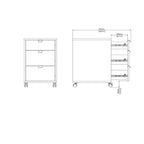 Caisson mobile 3 tiroirs Gris Mat / Noyer, assemblage 1 personne