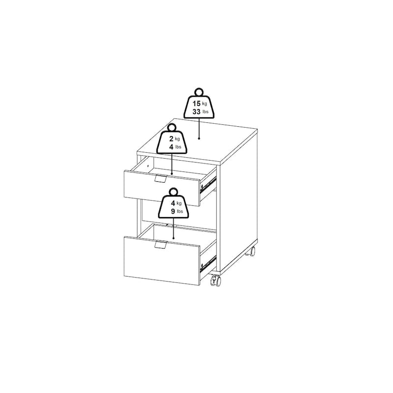Caisson mobile 3 tiroirs Gris Mat / Noyer, assemblage 1 personne