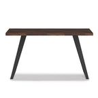 Bureau double en acacia massif, plateau plat, brun charbon / brun naturel, style industriel