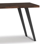 Bureau double en acacia massif, plateau plat, brun charbon / brun naturel, style industriel