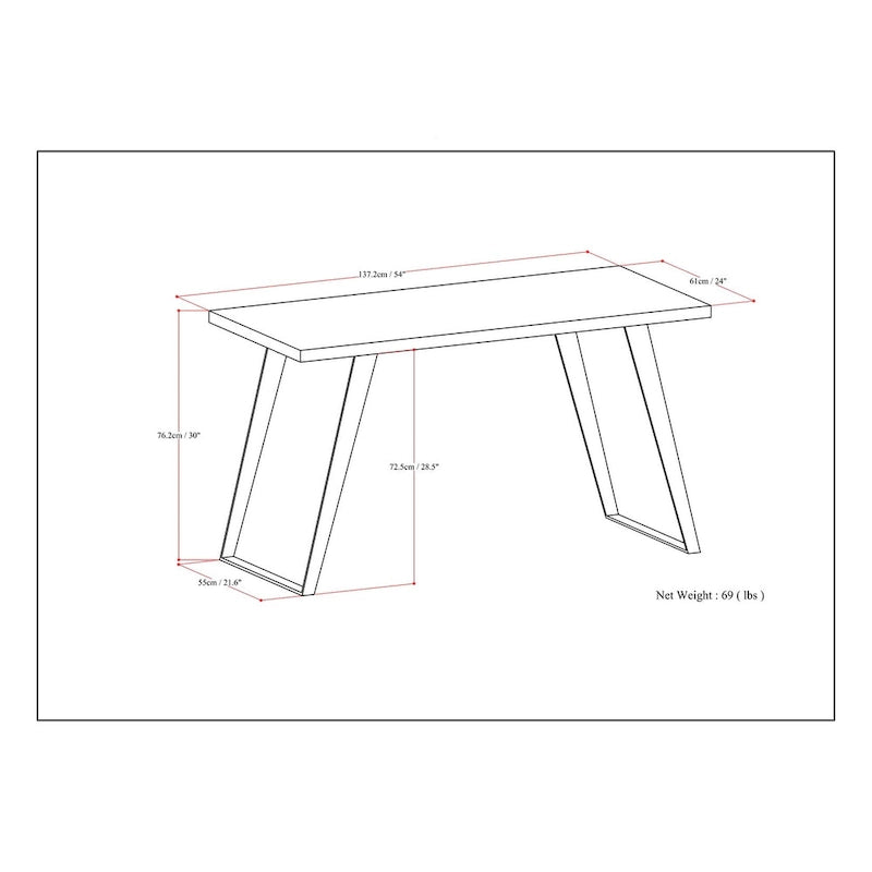 Bureau double en acacia massif, plateau plat, brun charbon / brun naturel, style industriel