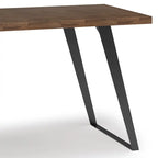 Bureau double en acacia massif, plateau plat, brun charbon / brun naturel, style industriel