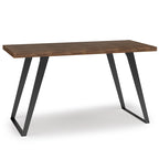 Bureau double en acacia massif, plateau plat, brun charbon / brun naturel, style industriel