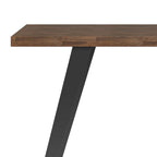 Bureau double en acacia massif, plateau plat, brun charbon / brun naturel, style industriel