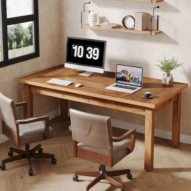 Bureau d'ordinateur de ferme en noyer, 1-2 personnes, 180 cm