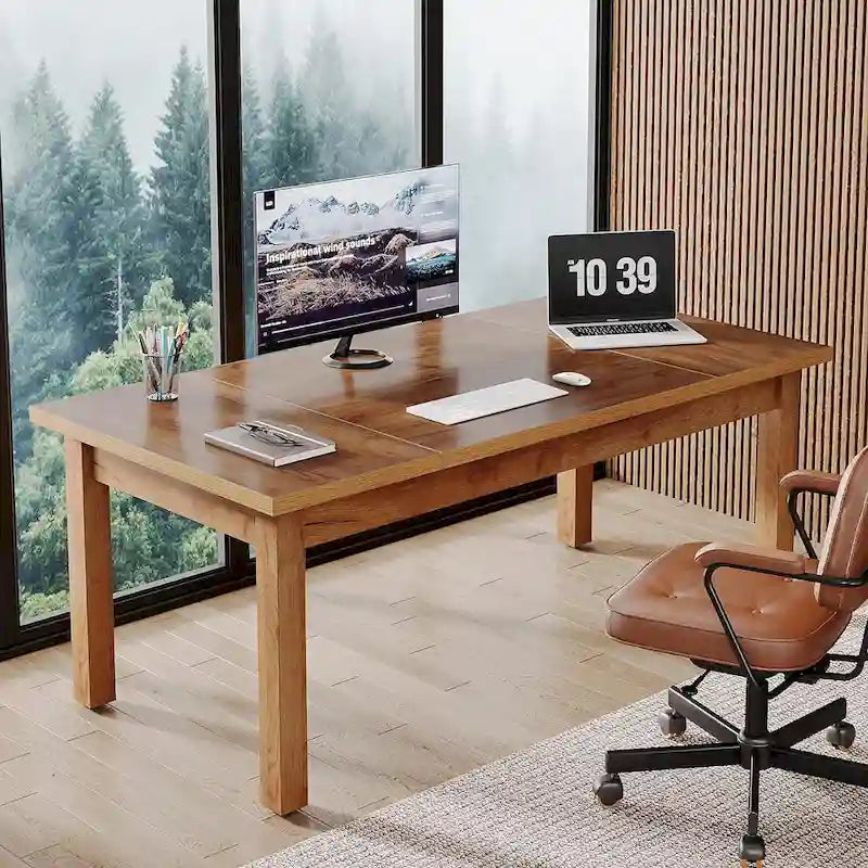 Bureau d'ordinateur de ferme en noyer, 1-2 personnes, 180 cm