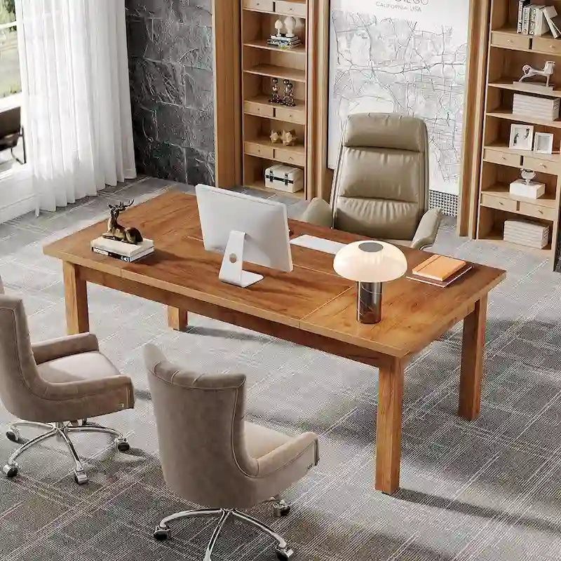 Bureau d'ordinateur de ferme en noyer, 1-2 personnes, 180 cm