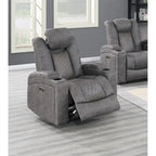 Fauteuil inclinable électrique 1 place avec porte-gobelets Bleu encre / Gris antique / Marron foncé