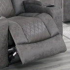 Fauteuil inclinable électrique 1 place avec porte-gobelets Bleu encre / Gris antique / Marron foncé