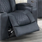 Fauteuil inclinable électrique 1 place avec porte-gobelets Bleu encre / Gris antique / Marron foncé