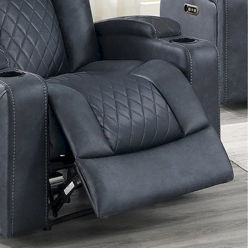 Fauteuil inclinable électrique 1 place avec porte-gobelets Bleu encre / Gris antique / Marron foncé