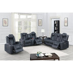 Fauteuil inclinable électrique 1 place avec porte-gobelets Bleu encre / Gris antique / Marron foncé