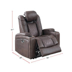Fauteuil inclinable électrique 1 place avec porte-gobelets Bleu encre / Gris antique / Marron foncé