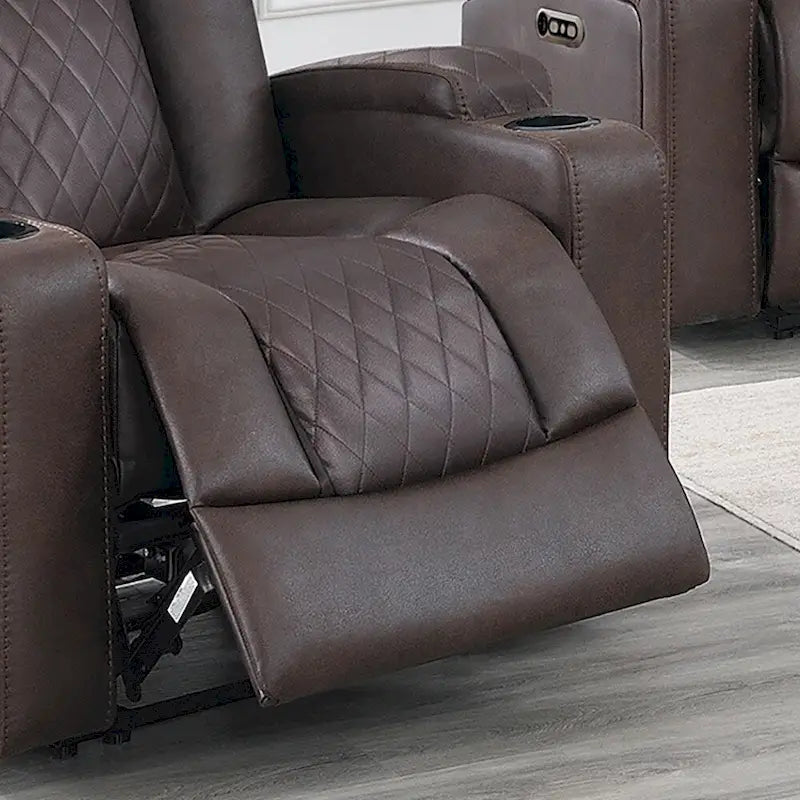 Fauteuil inclinable électrique 1 place avec porte-gobelets Bleu encre / Gris antique / Marron foncé