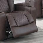 Fauteuil inclinable électrique 1 place avec porte-gobelets Bleu encre / Gris antique / Marron foncé