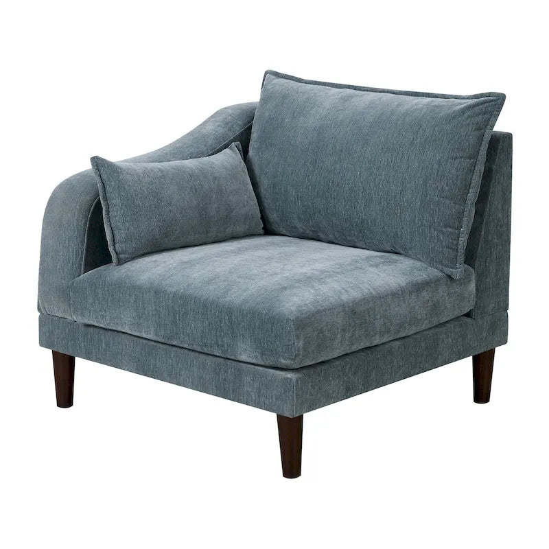 Chaise d'angle modulaire un bras, 1 place, bleu ardoise