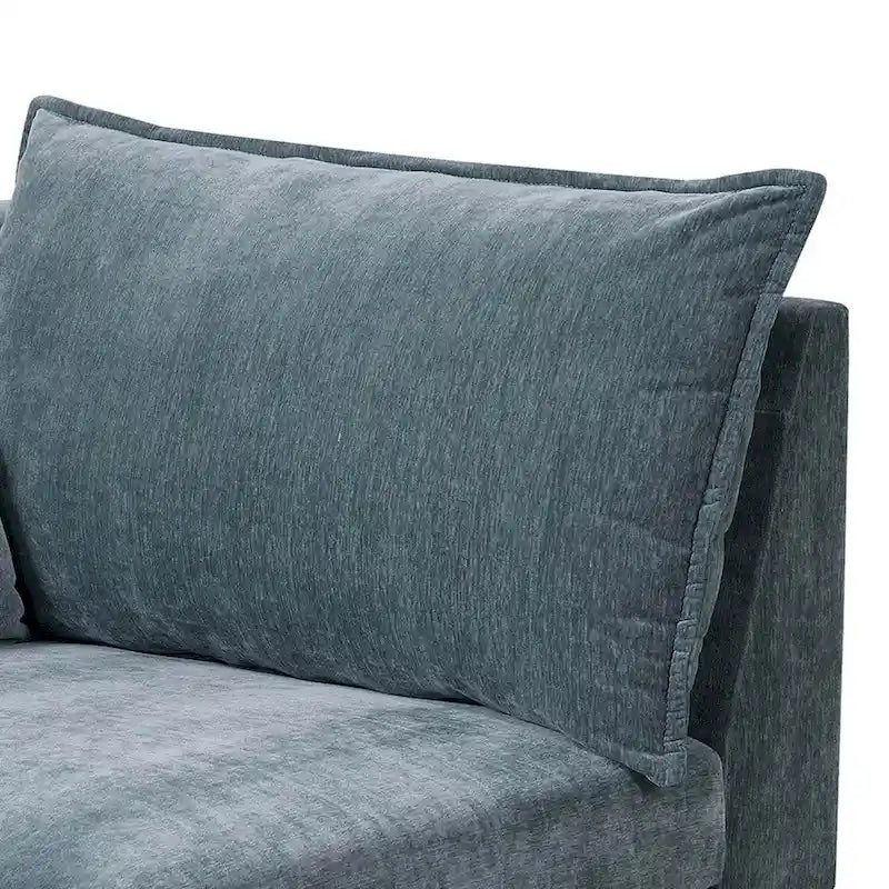Chaise d'angle modulaire un bras, 1 place, bleu ardoise