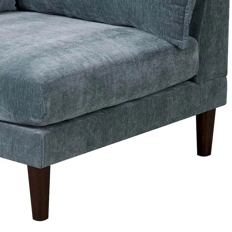 Chaise d'angle modulaire un bras, 1 place, bleu ardoise