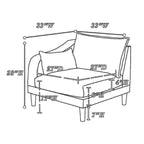 Chaise d'angle modulaire un bras, 1 place, bleu ardoise