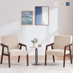 Fauteuil d'appoint Mid-Century (Blanc/Bleu/Marron) — Lot de 2, pour 1 personne