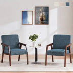 Fauteuil d'appoint Mid-Century (Blanc/Bleu/Marron) — Lot de 2, pour 1 personne