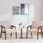 Fauteuil d'appoint Mid-Century (Blanc/Bleu/Marron) — Lot de 2, pour 1 personne
