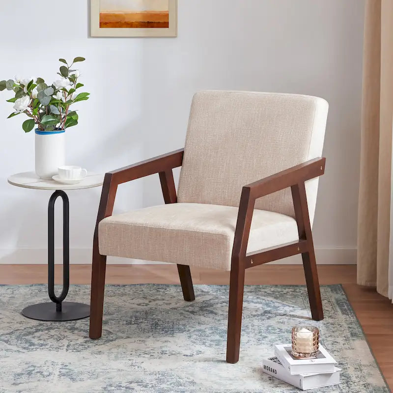 Fauteuil d'appoint Mid-Century (Blanc/Bleu/Marron) — Lot de 2, pour 1 personne