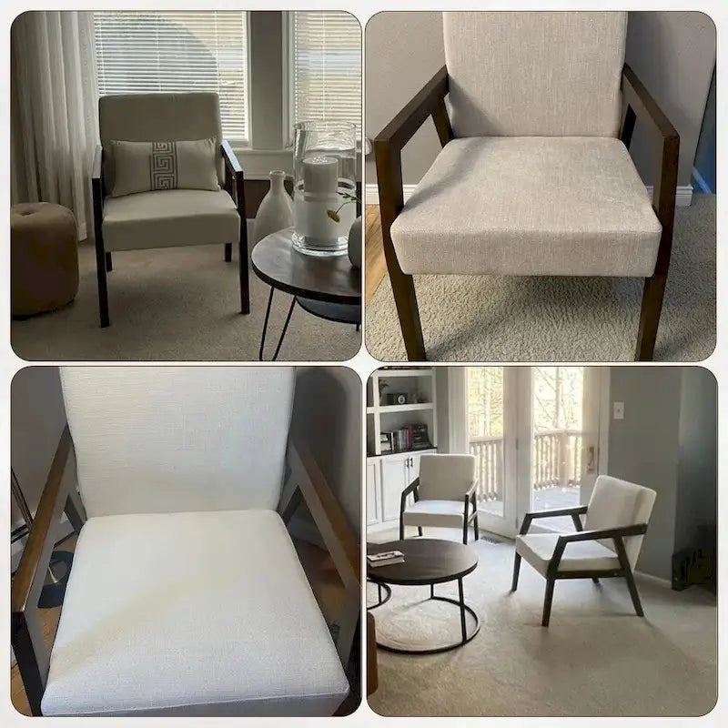 Fauteuil d'appoint Mid-Century (Blanc/Bleu/Marron) — Lot de 2, pour 1 personne