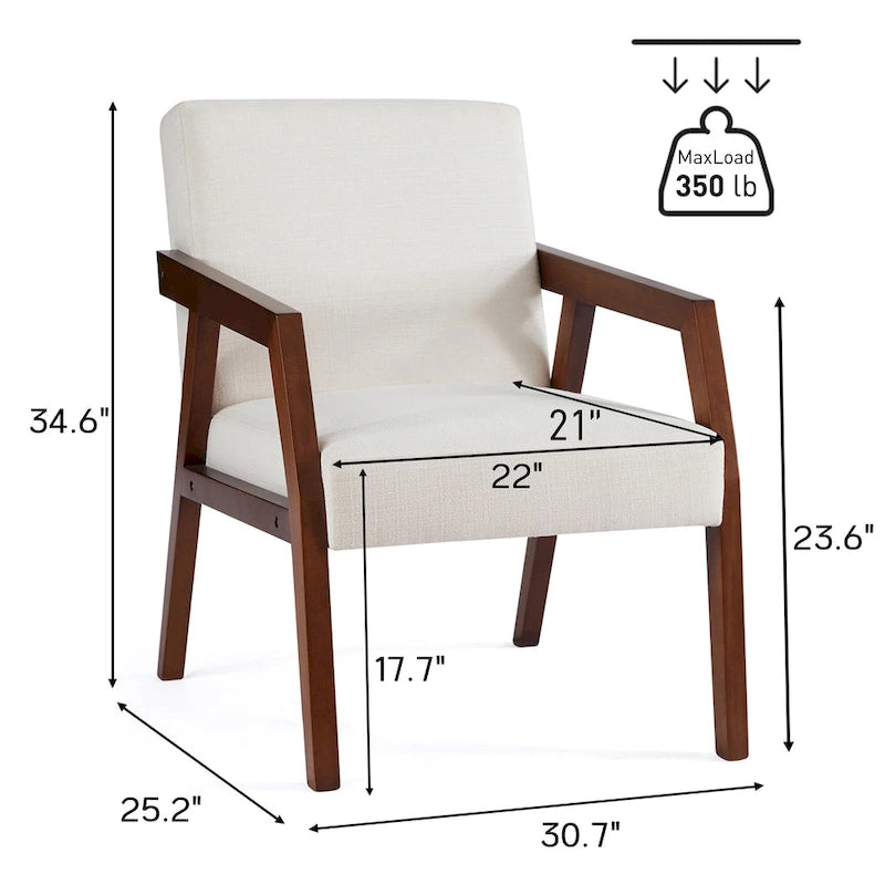 Fauteuil d'appoint Mid-Century (Blanc/Bleu/Marron) — Lot de 2, pour 1 personne