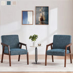 Fauteuil d'appoint Mid-Century (Blanc/Bleu/Marron) — Lot de 2, pour 1 personne