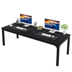 Bureau industriel pour 2 personnes, marron/blanc/noir, pieds en métal, double poste de travail